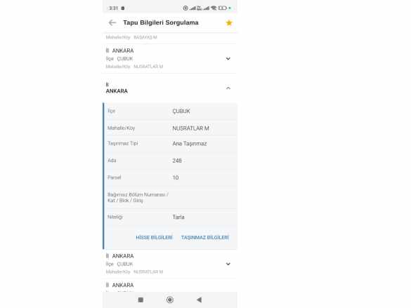 Ankara Çubuk Nusratlar Da 10 M2 Hisseli Tapulu Satılık Tarla Mah