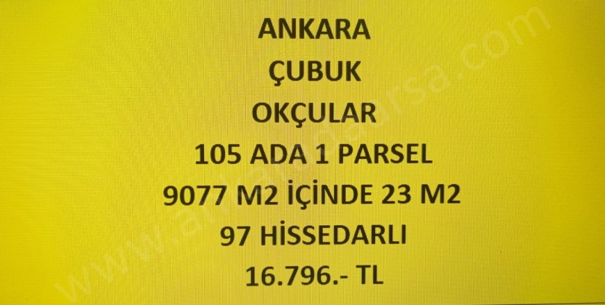 Okçular Mah. Çubuk Satılık Tarla |  23M2 16.796Tl Resim-1