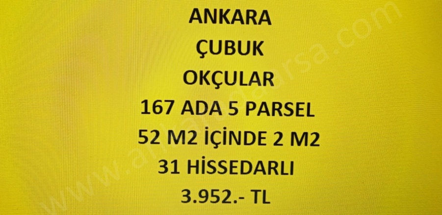 Okçular Mah. Çubuk Satılık Tarla |  2M2 3.952Tl Resim-1