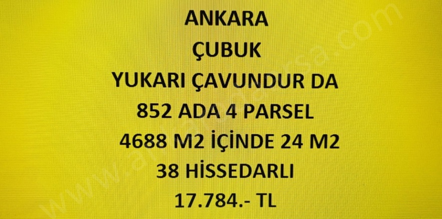 Yukarı Çavundur Mah. Çubuk Satılık Tarla |  24M2 17.784Tl Resim-1