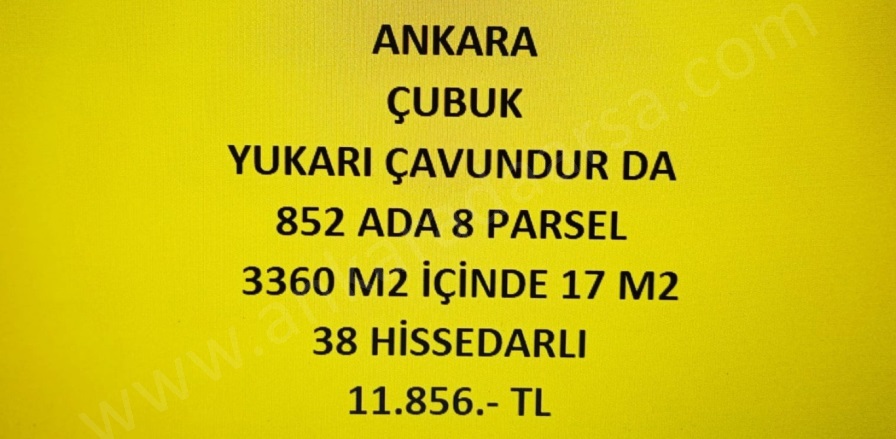 Yukarı Çavundur Mah. Çubuk Satılık Tarla |  17M2 11.856Tl Resim-1