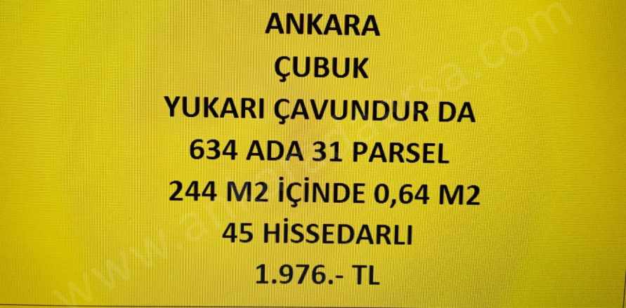 Ankara Çubuk Yukarı Çavundur Da 0 64 M2 Hisseli Tapulu Satılık Tarla Mah
