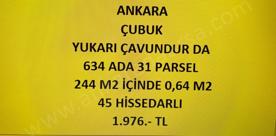 Yukarı Çavundur Mah. Çubuk Satılık Tarla |  1M2 1.976Tl Resim-1