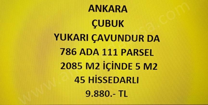 Yukarı Çavundur Mah. Çubuk Satılık Tarla |  5M2 9.880Tl Resim-1
