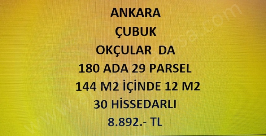 Okçular Mah. Çubuk Satılık Tarla |  12M2 8.892Tl Resim-1