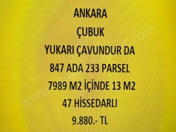 Çubuk Yukarı Çavundur Mah. Satılık Tarla 13 M2