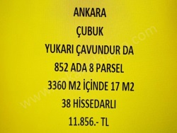 Çubuk Yukarı Çavundur Mah. Satılık Tarla 17 M2