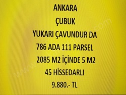 Çubuk Yukarı Çavundur Mah. Satılık Tarla 5 M2