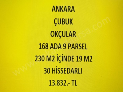 Ankara Çubuk Okçular Da 19 M2 Hisseli Tapulu Bahçe Satılık Tarla Mah
