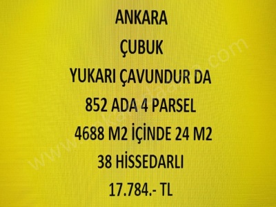 Ankara Çubuk Yukarı Çavundur Da 24 M2 Hisseli Tapulu Satılık Tarla Mah