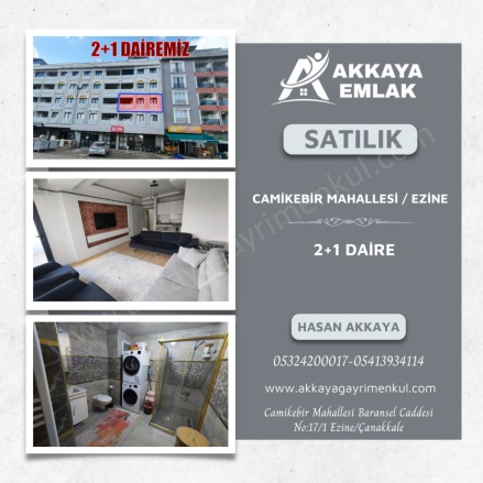 Camikebir Mah. Ezine Satılık Daire |  2+1 Oda | 75M2 4.100.000Tl | 2. Kat | Doğalgaz(Kombi) | 1 Banyo | 1 Yatak Odası Resim-1
