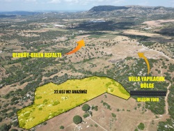 Ezine Uluköy Köyü Satılık Tarla 22657 M2