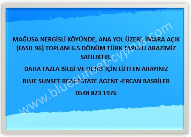 Merkez Nergisli Satılık Tarla |  8710M2 20.000£ İmarlı  Resim-1