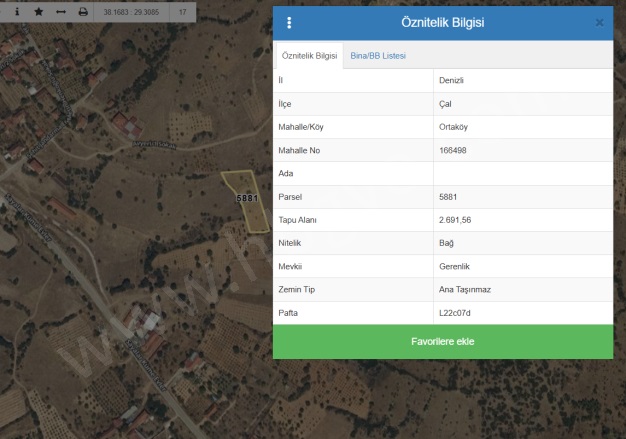 Ortaköy Mah. Çal Satılık Tarla |  2691M2 860.000Tl Resim-2