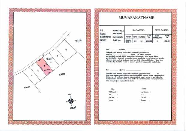 Kırklareli Babaeski Satılık Tarla Hisseli 453 M² Yatırım Fırsatı Yenimahalle Köyü