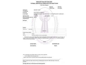 FAALİYET BELGESİ