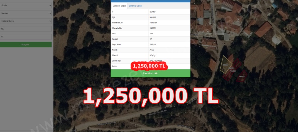 Hacılar Köyü Burdur Satılık Tarla |  500M2 250.000Tl Resim-2