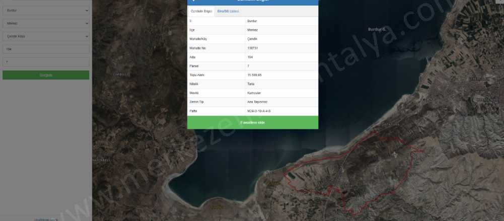 Burdur Merkez Göl Manzaralı Satılık Tarla Çendik Köyü