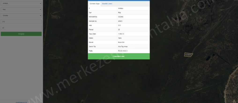 Üzümlü Mah. Kaş Satılık Tarla |  1445M2 750.000Tl Resim-1