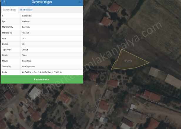 1299983641 Çanakkale Gelibolu Satırlık Satılık Tarla Bayırköy Köyü