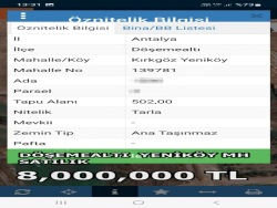 Döşemealtı Yeniköy Mah. Satılık Arsa 500 M2