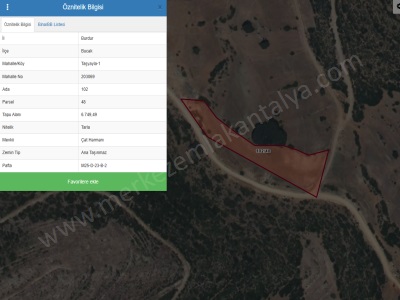 Burdur Bucak Taşyayla 1 Mah Satılık Tarla 6750M2