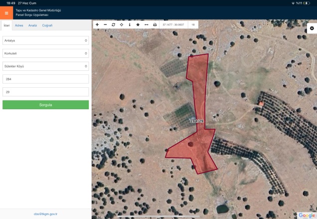 Sülekler Mah. Korkuteli Satılık Tarla |  7267M2 8.750.000Tl Resim-1