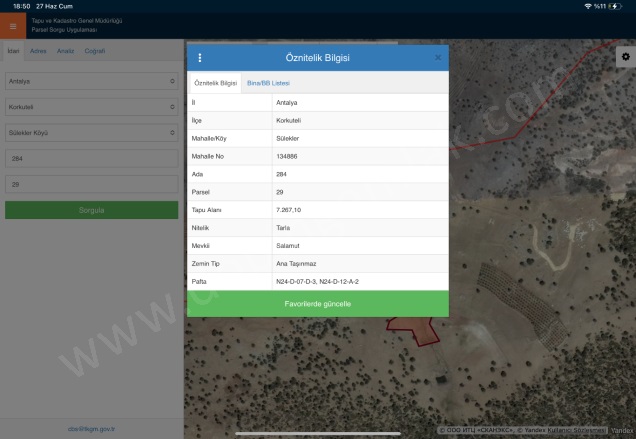 Sülekler Mah. Korkuteli Satılık Tarla |  7267M2 8.750.000Tl Resim-2