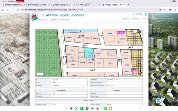 Aktoprak Mah. Kepez Satılık Kat Karşılığı Arsa |  548M2 1Tl İmarlı  Resim-1