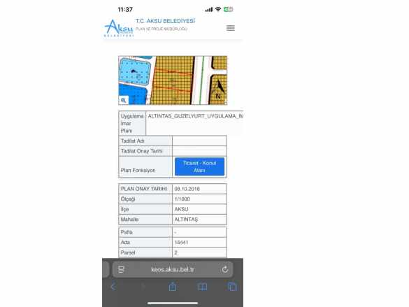 Antalya Aksu Altıntaşda 40Lık Yol Üzeri %50 Köşe Parsel 3Lü Birleştirilebilir Satılık Kat Karşılığı Arsa Altıntaş Mah
