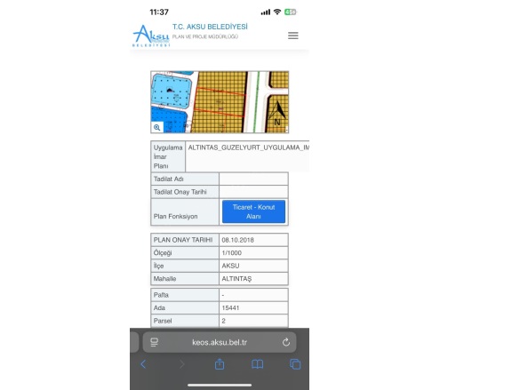 Altıntaş Mah. Aksu Satılık Kat Karşılığı Arsa |  13177M2 1Tl İmarlı  Resim-2