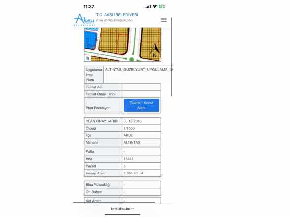 Antalya Aksu Altıntaşda 40Lık Yol Üzeri %50 Köşe Parsel 3Lü Birleştirilebilir Satılık Kat Karşılığı Arsa Altıntaş Mah
