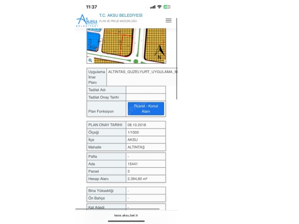 Altıntaş Mah. Aksu Satılık Kat Karşılığı Arsa |  13177M2 1Tl İmarlı  Resim-3