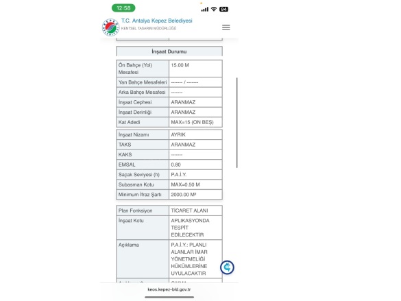 Altıntaş Mah. Aksu Satılık Kat Karşılığı Arsa |  2000M2 1Tl İmarlı  Resim-3