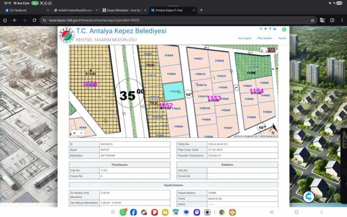 Antalya Kepez Aktoprak Mahallesinde 534M2 Kupon Konut Sı Satılık Arsa