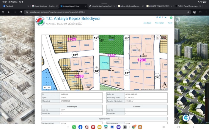 Aydoğmuş Mah. Kepez Satılık Arsa |  597M2 12.500.000Tl İmarlı  Resim-3