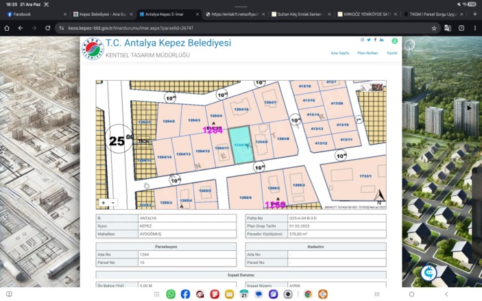 Aydoğmuş Mah. Kepez Satılık Arsa |  576M2 11.000.000Tl İmarlı  Resim-2