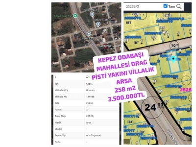 Antalya Kepez Odabaşında 258M2 Satılık Arsa Villa Sı Odabaşı Mah