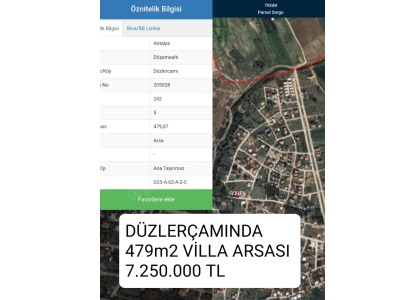 Antalya Döşemealtı Düzlerçamı Satılık Arsa Villa Sı Mah