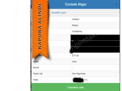 Varsak Aydoğmuş Mahallesi %50 İle Satılık Kat Karşılığı Arsa Kepez Mah