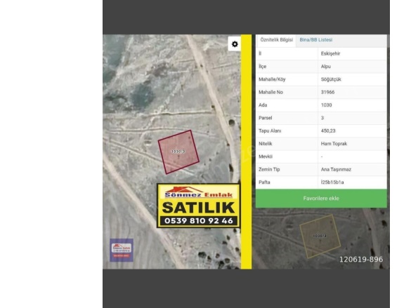 Söğütçük Mah. Alpu Satılık Arsa |  450M2 575.000Tl İmarlı  Resim-1