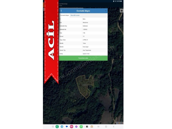 Kayapınar Mah-Gökören Köyü. Mudurnu Acil Satılık Tarla |  5000M2 800.000Tl Resim-4