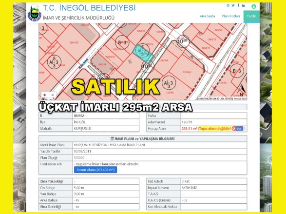 Kurşunlu Mah. İnegöl Satılık Arsa | 1.500.000Tl Resim-1