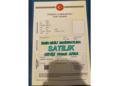 İzmir Dikili Eskikıratlıda Satılık Arsa Köyiçi 184M2 Nitelik Kıratlı Mah