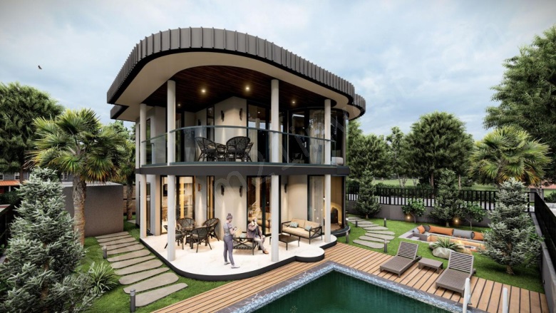 Gürköy Mah. Dalaman Satılık Villa |  3+1 Oda | 210M2 900.000$ | Villa | Yerden Isıtma | 2 Banyo | 2 Yatak Odası Resim-1