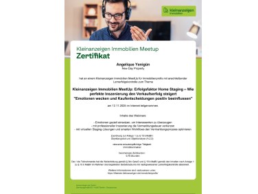 SERTİFİKASI MeetUp Home Staging Analog/Sanal