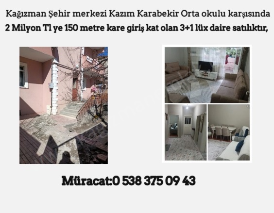 Şahindere Mah. Kağızman Satılık Daire |  4+1 Oda | 150M2 2.000.000Tl | Giriş Katı | Doğalgaz(Kombi) | 1 Banyo | 1 Yatak Odası Resim-1