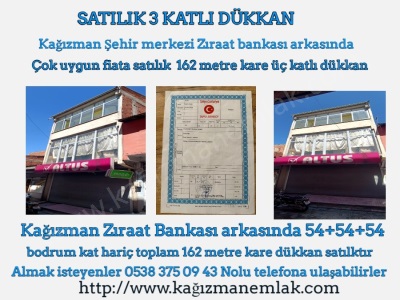 Kars Kağızmanda Satılık Dükkan Üç Katlı Şahindere Mah