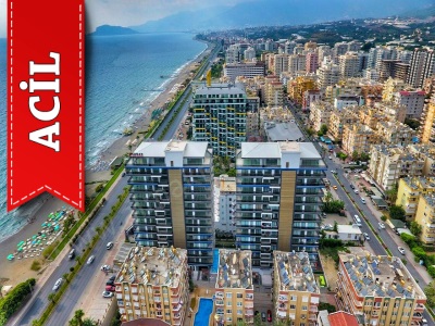 Mahmutlar Da Acil Satılık Daire Konak Twins Residence Alanya Deniz Manzaralı 2+1 Mah