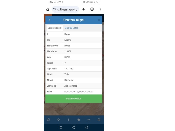 Boyalı Mah. Meram Satılık Tarla |  893M2 225.000Tl İmarlı  Resim-2